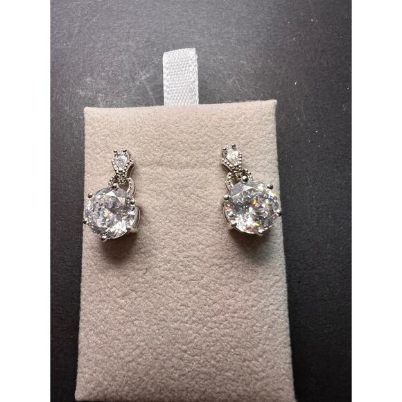 NEW Charles Winston CZ Sterling Silver Earrings 10.16ctw - Picture 1 of 11